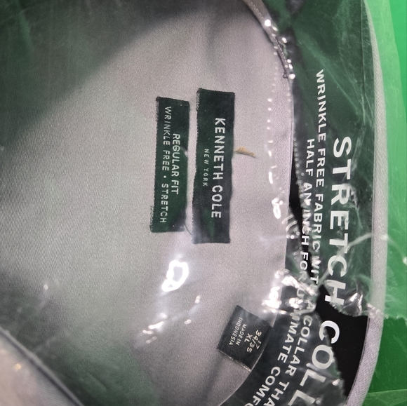 Kenneth Cole Regular Fit Button Down Dress Shirt, Gray - 17 34/35 - NEW - Picture 2 of 4